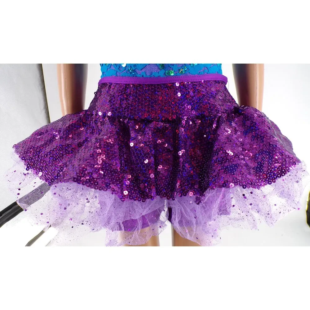 Pre-Owned Dance Costume Weissman 9720 Large Child Turquoise Jazz